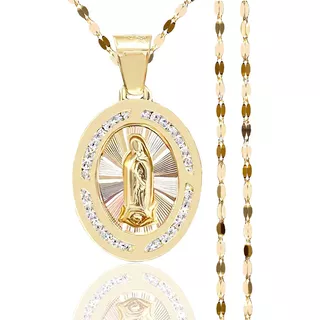 Medalla Oro 10k Virgen Guadalupe Con Cadena De Oro 10k 45cm
