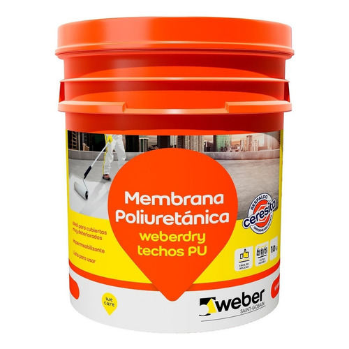 Membrana Liquida Poliuretano Weber Techos Pu X 10kg Color Blanco