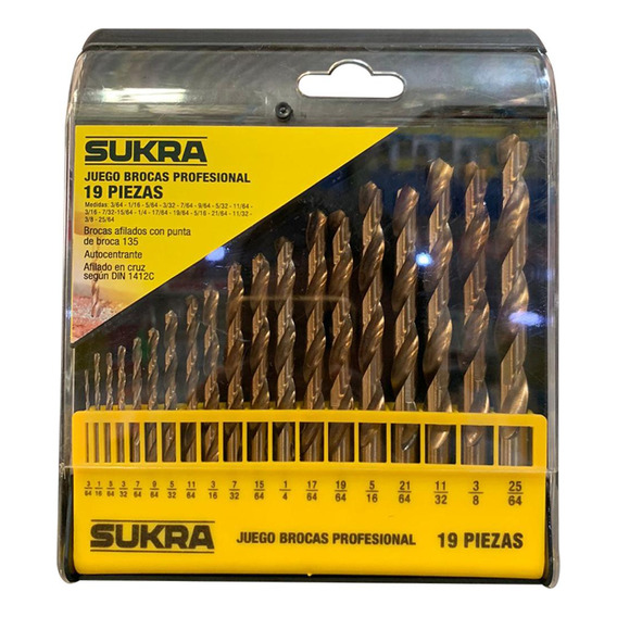 Juego Broca Profesional 19 Pza Metal Sukra