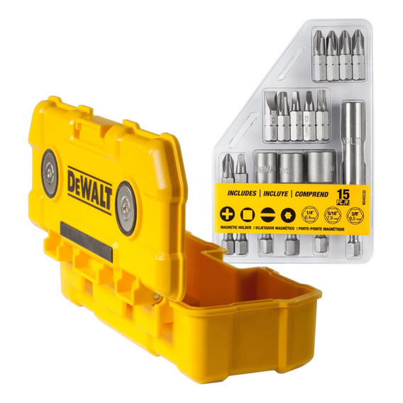 Set Estuche Rígido Con Imanes Dewalt Dwmtc15 + 15 Accesorios