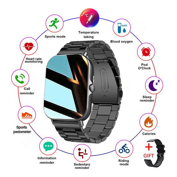 FoxBox Reloj Inteligente Bluetooth Llamada Smartwatch Impermeable Sport BW0366/BW0446