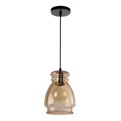 Colgante 1 Luz Vidrio Bronce Antique Moderno Apto Led E-27