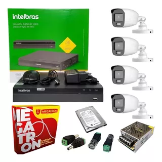 Kit 4 Câmeras Hd Full Colorida A Noite E Dvr Intelbras 500gb