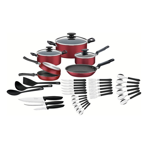 Batería de cocina Tramontina Bremen 20399/779 con 38 piezas rojo