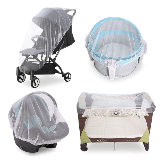 Tul Blanco Mosquitero Protector P/coche Bebe Ajustable Cuna 