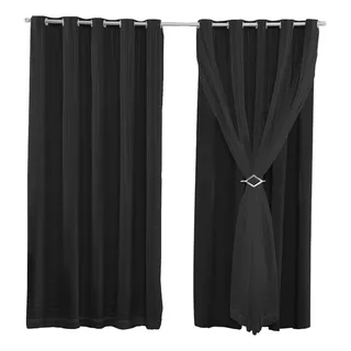 Cortina Black Out Pvc Voal Xadrez Largura 2,30 X 2,10 Altura Cor Preto