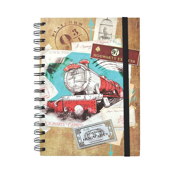 Libreta Harry Potter De Espiral Metalico Danpex Decorada Color Tren Miel