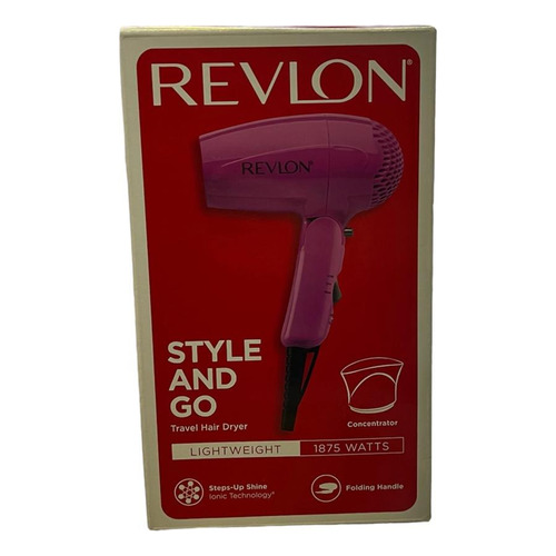 Secadora Revlon Mini Viaje Se Dobla Con Boquilla Ionic 1875w Color Rosa Chicle