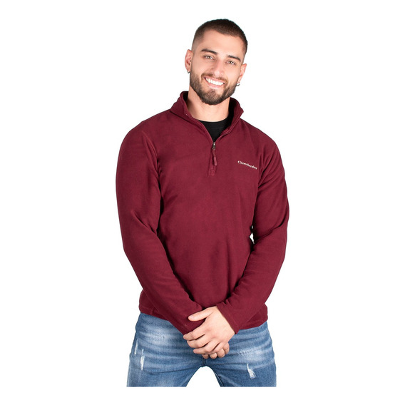 Sudadera Hombre Greenlander Fce7594 Fleece Liso Medio Cierre