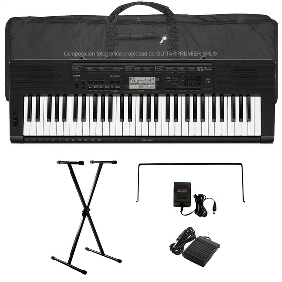 Organo Teclado Casio Ctk3500 Atril Fuente Funda Pedal Pie