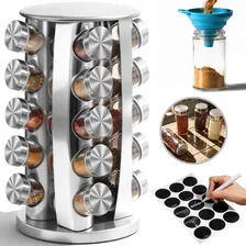 Especiero Giratorio, 20 Tarros Vidrio Organizador de Especias y Condimentos
