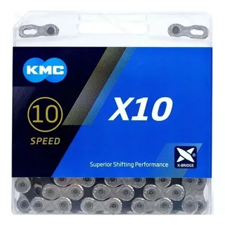 Cadena De Bicicleta Kmc X10 Silver/black 10 Vel 116 Links