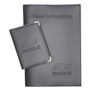 Kit Chevrolet Porta Manual E Porta Documento Couro Eco