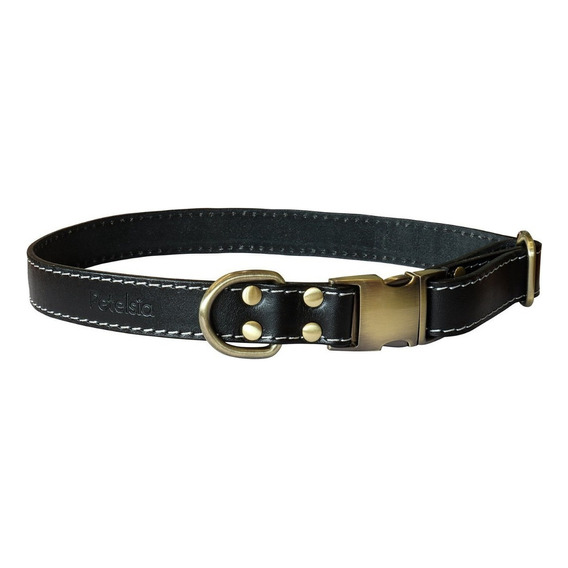 Collar De Cuero Para Perros Ajustable Y Resistente Color Negro Tamaño Del Collar Grande G/l