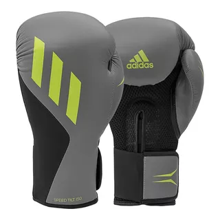 Luva Boxe adidas Em Pu Speed Tilt 150 Cinza E Amarelo Neon