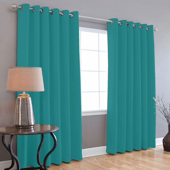 Cortinas Blackout 275cm Ancho X 215cm De Largo En 2 Paneles Color Petróleo