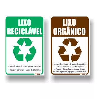 Placa Lixo Orgânico E Reciclável 20x30 Cm 02un