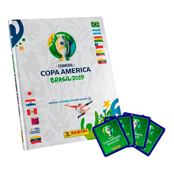 Álbum Tapa Dura + 100 Sobres Copa América Brasil 2019.