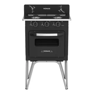 Fogão De Chão Venax Gemini Gás 2 Queimadores C/ Forno Cor Preto 110v/220v