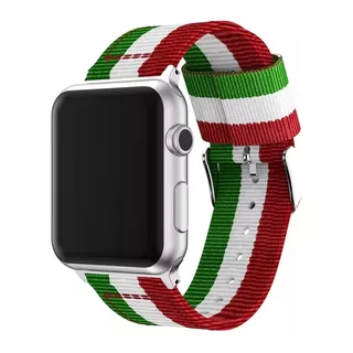 Correa De Nailon, Compatible Con Apple Watch Colores Deporte Color Verde-blanco