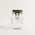 Frasco De Vidrio Tapa Hermetica Madera 1000 Ml Organizador Color Marrón