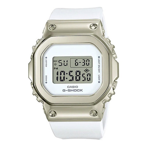 Reloj Casio Dama Gm-s5600g-7d G-shock Antigolpe Sumergible Color de la malla Blanco Color del bisel Dorado Color del fondo Blanco