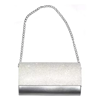 Sobre Cartera Bolso Fiesta Noche Nacional Escarcha Plata Cad