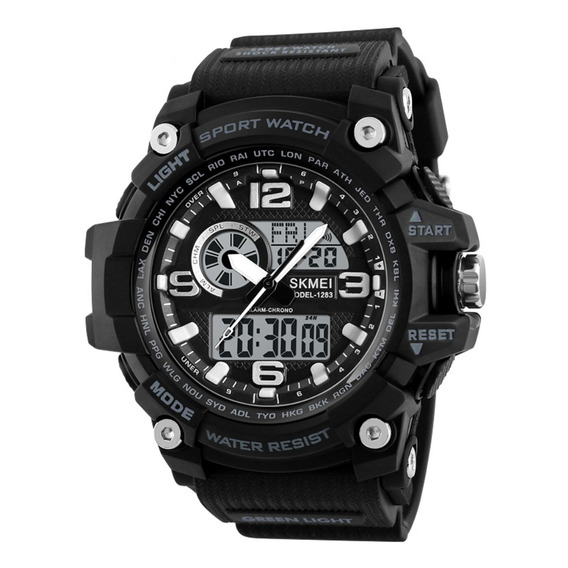 Reloj Hombre Skmei 1283 Sumergible Digital Alarma Cronometro Color de la malla Negro