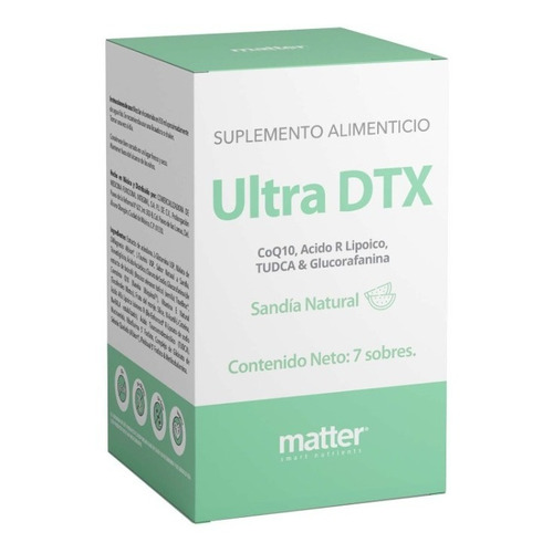 Suplemento en polvo Matter Smart Nutrienrs  Detox Ultra DTX coq10, ácido r lipoico, tudca & glucorafanina sabor sandía en sachet 7 un