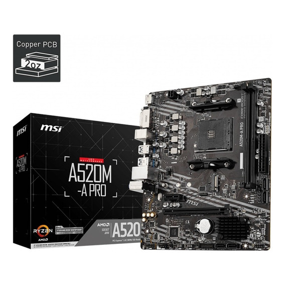 Placa Msi A520m-a Pro Amd Ryzen 4000-g Series Y 3era Generac