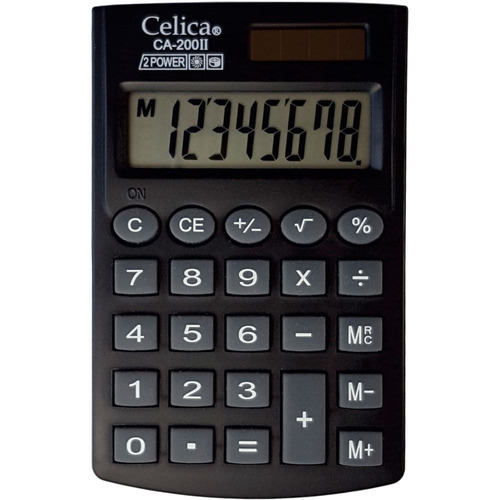 Calculadora Celica Bolsillo 8 Digitos C/cartera - Ca-200 /vc Color Negro
