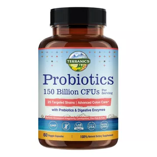 Probioticos Enzimas Digestivas 25 Cepas 150 Billones 60 Cap