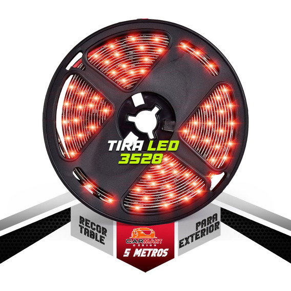 1 Rollo 5m Tira Led 3528  Recortable Exterior Fondo Negro