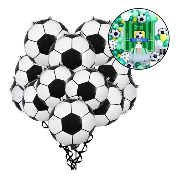 12 Globos Metalicos Balón Futbol Fiestas De Fútbol Cumpleaño