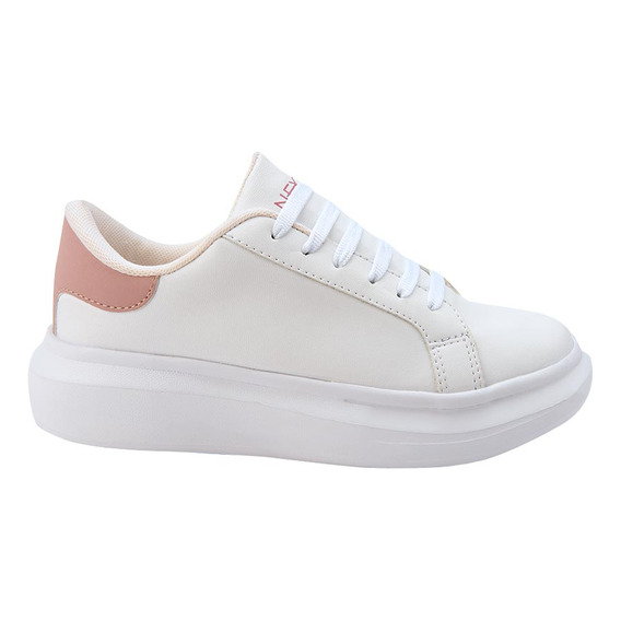 Tenis Urbano Casual Next & Co 201 Blanco Con Rosa Para Mujer