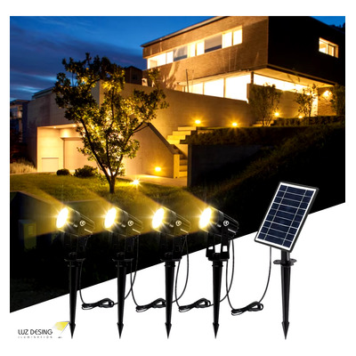 Estaca Solar 4x1w Con Panel Policristalino Kit Exterior Ip65