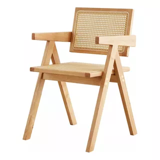 Silla Comedor Pierre Madera Maciza Rattan Natural 