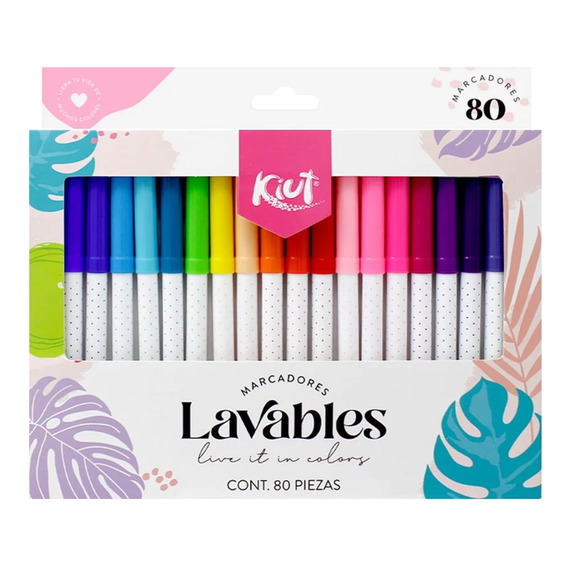 Marcadores Lavables Kiut Colores Lindos X80 Unidades