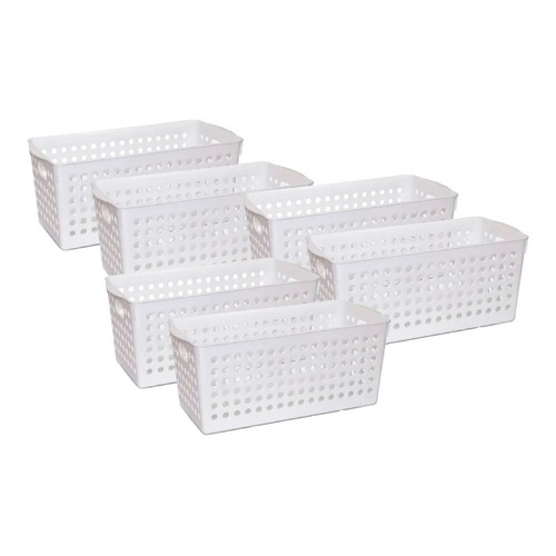 Organizador Rectangular Calado Plastico X 6 Un Colombraro Color Blanco