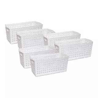 Organizador Rectangular Calado Plastico X 6 Un Colombraro Color Blanco