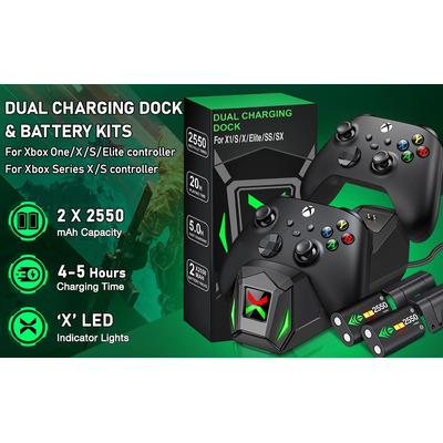 Estación De Carga Dual Xbox Series/ One + 2 Baterías 2550mah