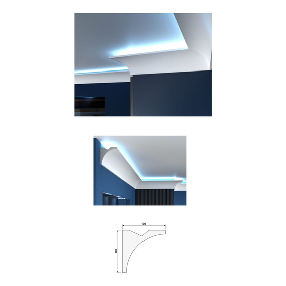 20 Metros Molduras Decorativas De Unicel Luz Led Interiores