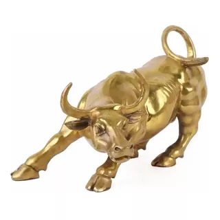 Figura De Toro Imponente Dorado Metálico, Estatuilla Oficina