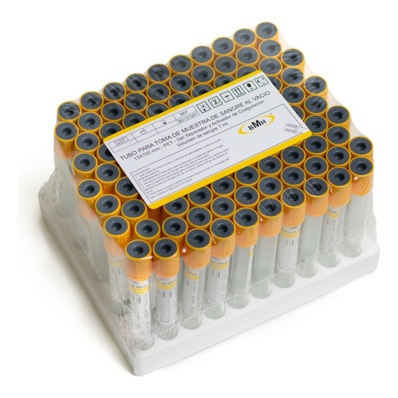 Tubo Amarillo 7ml Bmh Tipo Vacutainer Caja 100 Piezas