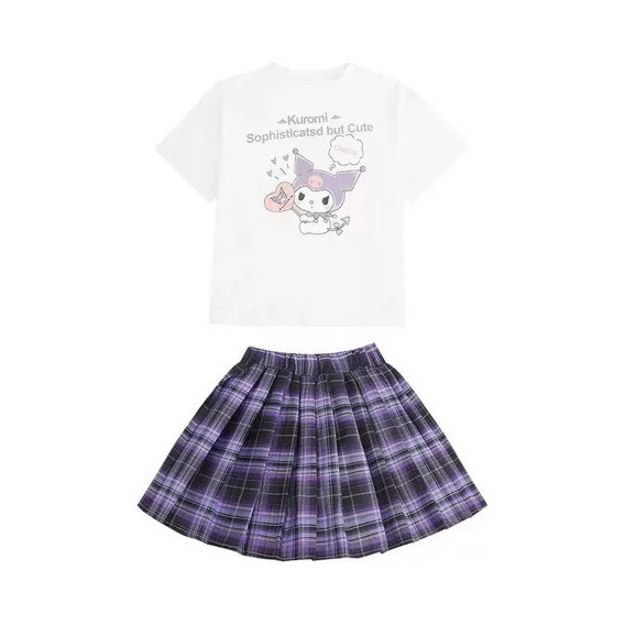 Conjunto De Falda Plisada Para Cosplay Kuromi Jk Para Niños