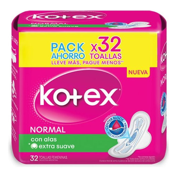 Toallas Femeninas Kotex Normal Con Alas X32un