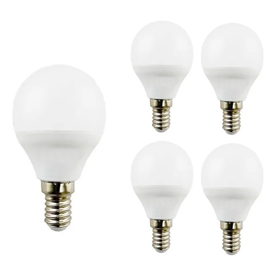 Pack 5 Ampolletas Led Mini Bola G45 6w E14 Sec - Sumatel