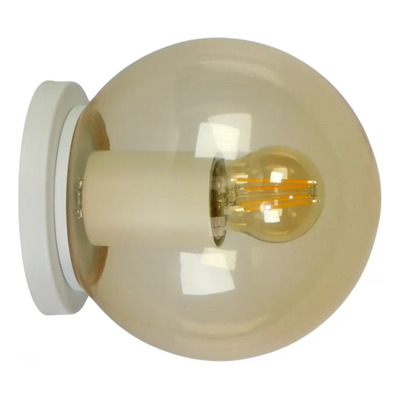 Lampara Aplique Pared Techo Globo Ambar 15cm Apto Led Blanco Blanco - Globo Ambar
