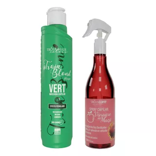  Tróia Blond Vert 500ml + Vinagre Capilar De Maça Tróia Hair Tom Tróia Blond Vert Efeito Perolado + Vinagre De Maça