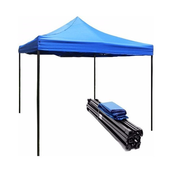 Gazebo Toldo Martillado Azul 3x3mt Metal Plegable Camping Ff